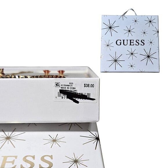 GUESS Red CZ Star Pendant Necklace, Double Stretch Bracelet & Stud Earrings Set - Picture 8 of 8